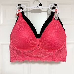 Bebe Pink Lace Longline Bralette